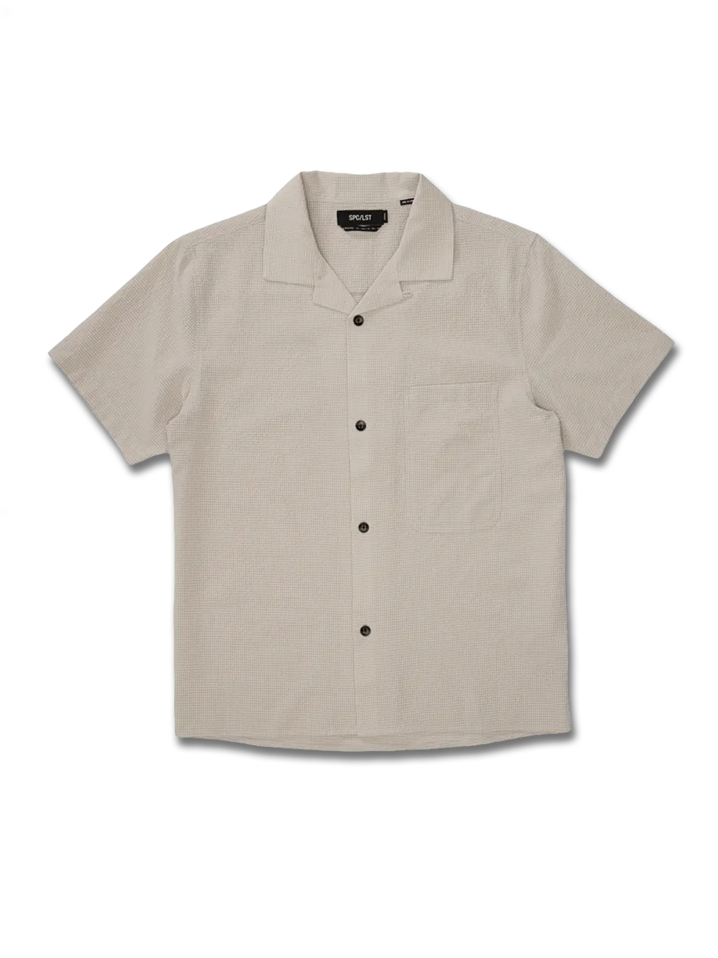 Beige short-sleeve shirt on a white background