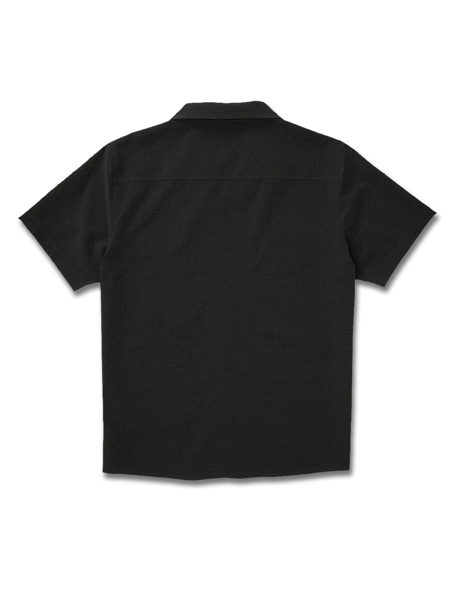 Black short-sleeve shirt on a white background